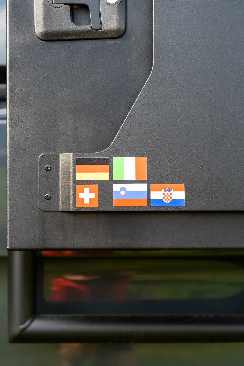 Country stickers on our box