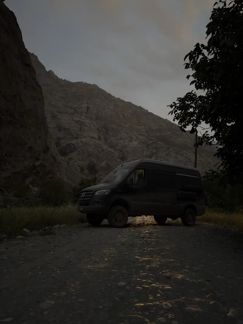 Spot for the night, a closed road