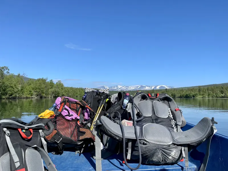 Backpacks on the boat