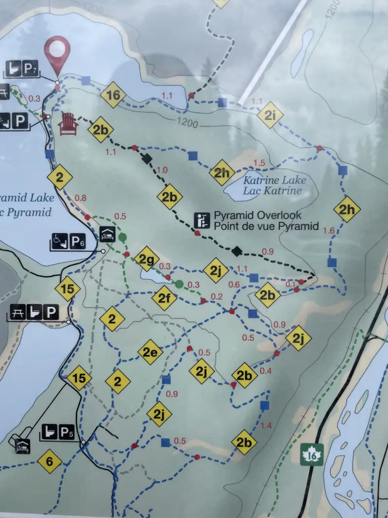 Overview of the trails around Pyramid Lake