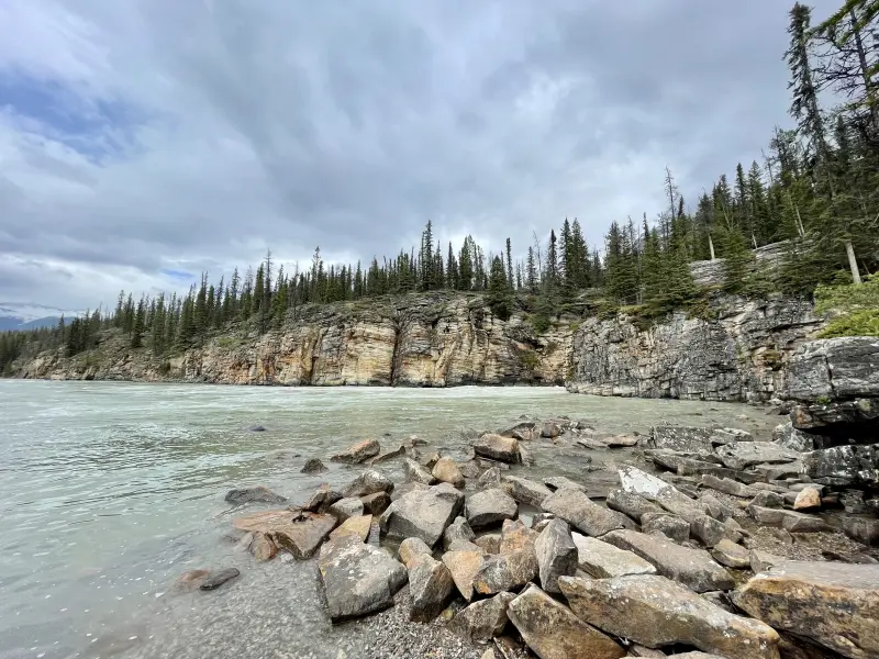 View of the Athabasca River, directly after the Fall